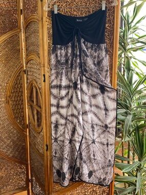 Raviya Black Ruched Front Strapless Sheer Dress Coverup Size Medium